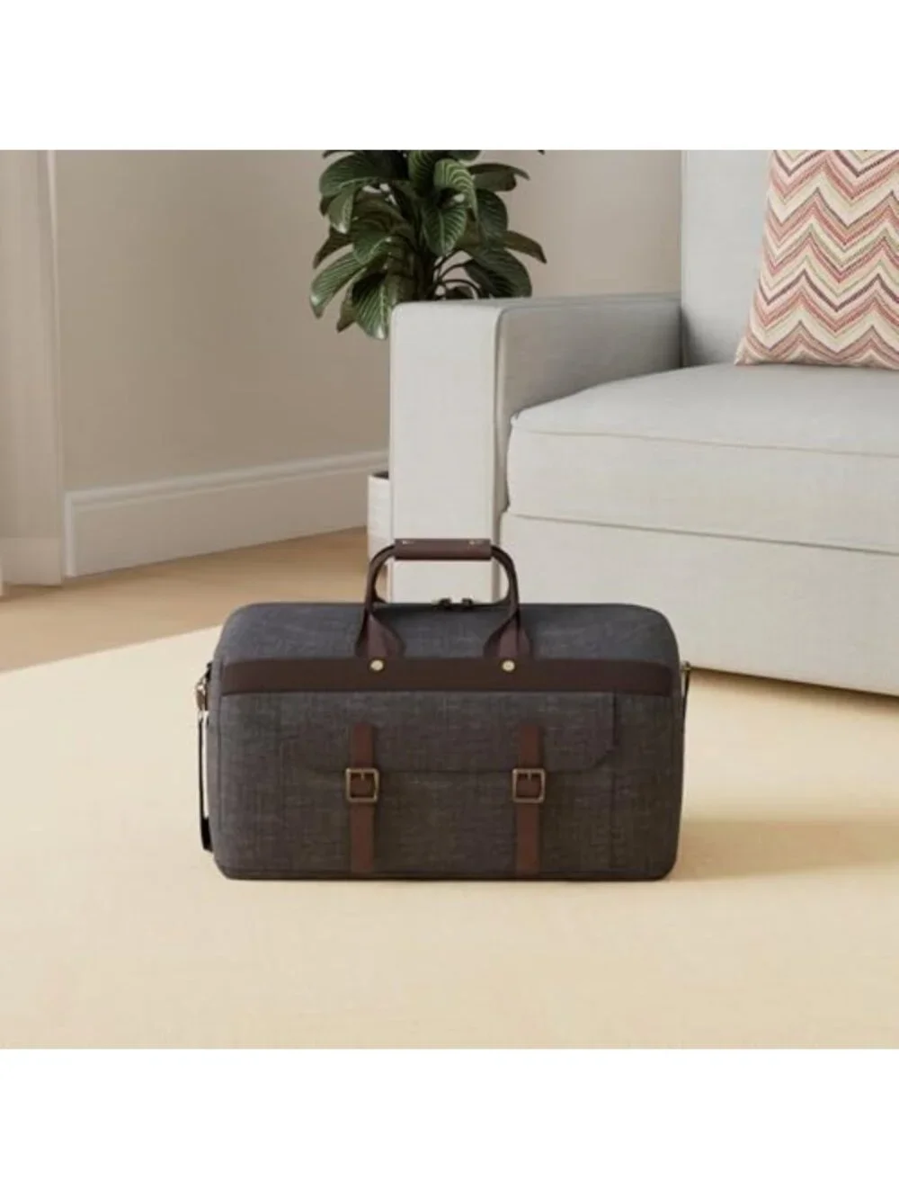 Waterproof Genuine Leather Canvas Duffle Bag | Travel Weekender for Men & Women